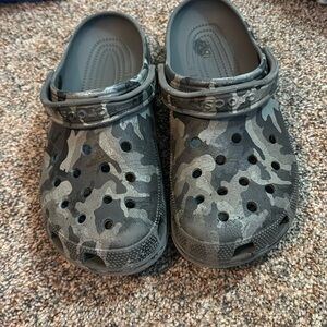Grey camo crocs